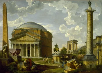 Fantasieansicht mit dem Pantheon und anderen Monumenten des antiken Rom